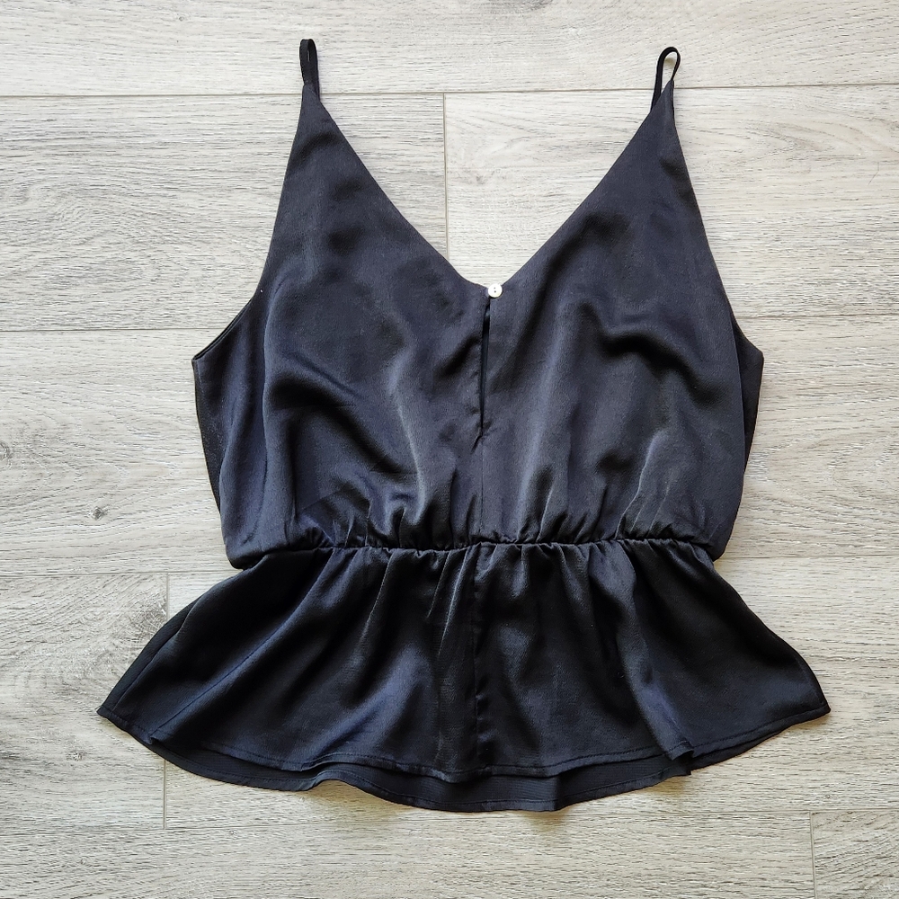 She + Sky Black Tank Top With Bow Womens Large Peplum - Picture 5 of 8